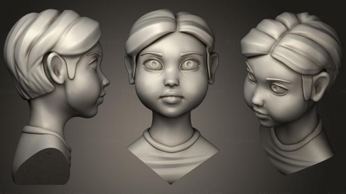 Статуэтки упрощенные (Голова мультяшной девочки, STKPR_0210) 3D модель для ЧПУ станка
